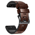 Miniatyrbillede 3 af 5: Til Garmin Fenix 7x / 6x / 5x Krokodille Tekstur Silikone Læder Rem UYG Coffee