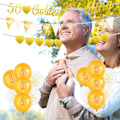 Miniatyrbilde 5 av 5: Gylne bryllupsdekorasjoner - 50-års bryllupsdag ballonger og kakepynt