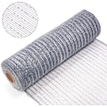 Miniatyrbilde 3 av 5: Deco Mesh 10 tommer x 10 meter hver rull, sett med 2 sølv metallisk folie poly mesh