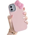 Miniatyrbilde 1 av 6: Bow Case for iPhone 13 Mini, Søt 3D Sløyfe Design Estetisk Slank Myk Holdbar TPU Beskyttelsesdeksel for Kvinner Jenter, Rosa Rosa iPhone 13 Mini