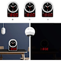 Miniatyrbild 7 av 7: Väckarklocka, Analog klocka & LED digital klocka, Tyst klocka, Ljussensor LED klocka, Snooze, 12 timmar, Väckarklocka för sovrum, vardagsrum, Vit