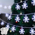 Miniatyrbillede 1 af 7: 2 pakker jule-snefnuglys, 50LED 24FT udendørs juledekorative lyskæder, 8 lystilstande og timer, batteridrevet vandtæt til