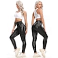 Miniatyrbild 3 av 5: Kvinnors Leggings i konstläder Byxor PU Elastiskt formande höft
