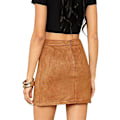 Miniatyrbilde 3 av 4: Kvinners Høy Midje Faux Suede Side Split Bodycon Kort Miniskjørt