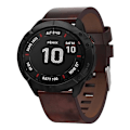 Miniatyrbillede 1 af 5: For Garmin Fenix 6x 26mm Læder Stål Spænde Urrem ZJJ Brown