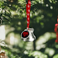 Miniatyrbild 5 av 7: Albansk örn silverklocka prydnad julgransklockor med rött snöre metall julgranshängande dekorationer för semesterfest kärleksklocka kärleksklocka