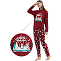 Miniatyrbild 4 av 5: Julfamilj matchande pyjamas röda semester pjs set bomull nattkläder