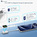 Miniatyrbild 9 av 9: Indragbar USB C-kabel, Mini 60W USB C till USB-C PD Snabbladdning + Apple Watch-laddare, 2 i 1 USB C till Ligh-tning Reseladdningskabel