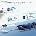 Miniatyrbillede 9 af 9: Indtrækkeligt USB C-kabel, Mini 60W USB C til USB-C PD Hurtigopladning + Apple Watch-oplader, 2 i 1 USB C til Ligh-tning Rejseopladerkabel