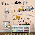 Miniatyrbild 4 av 5: 37 st Cartoon Bulldozer Grävmaskin Väggdekaler - Dekor för Pojkrum