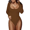 Miniatyrbillede 1 af 4: Kvinde firkantet hals langærmet T-shirt Basic Bodystockings Jumpsuits