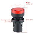 Miniatyrbillede 2 af 4: 10 stk. AC/DC 12V indikatorlamper. Rød LED. Panelmontering