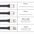 Miniatyrbild 5 av 5: Multiladdningskabel 3A 2-pack 4FT 4 i 1 nylonflätad multipel USB