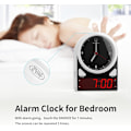 Miniatyrbild 5 av 7: Väckarklocka, Analog klocka & LED digital klocka, Tyst klocka, Ljussensor LED klocka, Snooze, 12 timmar, Väckarklocka för sovrum, vardagsrum, Vit