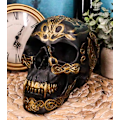 Miniatyrbillede 9 af 9: Ebros Keltisk Tribal Knotwork Tattoo Sort Spøgelse Vampyr Kranie Statue 7\" Lang Som Macabre Ossuary Dekoration Dracula Skelet Kranium til     Black & Day