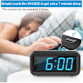 Miniatyrbild 6 av 7: Väckarklocka, sladdansluten/batteridriven, uppgraderad större knapp, 1,2-tums LED-siffervisning, justerbar LED-ljusstyrka, 12H/24H, blå LED-display