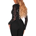 Miniatyrbillede 4 af 5: Bodystocking Sexet Langærmet Gennemsigtig Mesh Jumpsuit Top Leotard