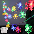 Miniatyrbillede 1 af 7: 2 pakker jule-snefnuglys, 50LED 24FT udendørs juledekorative lyskæder, 8 lystilstande og timer, batteridrevet vandtæt til
