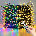 Miniatyrbilde 1 av 6: Fargeskiftende julelys, 11 moduser, vanntett 20M 200LED varmt hvitt og flerfarget med fjernkontroll for innendørs utendørs jul 20m