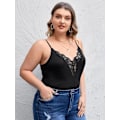 Miniatyrbilde 3 av 5: Kvinners Plus Size Spaghetti Stropp Kontrast Blonder Cami Topp Camisole