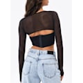 Miniatyrbillede 2 af 5: Kvinde Sweetheart Neck Sheer Mesh Langærmet Bustier
