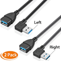 Miniatyrbillede 2 af 5: 2-pak Superspeed USB 3.0 vinkel han til hun forlængerledning