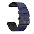 Miniatyrbillede 1 af 5: For Garmin Fenix 7x Silikone + Læder Quick Release Rem Midnight Blue