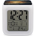 Miniatyrbillede 1 af 8: Led-vækkeur, Ocean After Storm Print Digital Alarm Clock Mood Light Alarm Clock Soveværelse Dekor Ur Versatile Alarm Clock Hvid Hvid