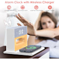 Miniatyrbild 2 av 7: För sovrum, väckarklocka Bluetooth-högtalare, väckarklocka med trådlös laddning, 4 i 1 touch-sänglampa, Bluetooth-väckarklocka för tung vit