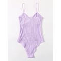 Miniatyrbillede 2 af 5: Elegant Dame Twist Front Spaghetti Stropper Ribstrikkede Cami Bodysuit Toppe