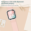 Pikkukuva 5 / 5: 2 Pakkausta Kotelo Apple Watch SE:lle (2. sukupolvi) /6/5/4 40mm sisäänrakennetulla karkaistulla lasisella näytönsuojalla, Bling Crystal Diamond -etukansi naisille iWatch 4:lle