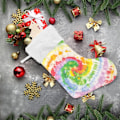 Miniatyrbillede 6 af 7: Jule-Strømpe, Personlige Jule-Strømper 2-pakning Cirkel Tie Dye Hvirvel Enhjørning Tie Dye 45,7 cm Jule-Strømper Hængende Ornament Pejs