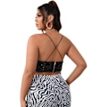 Miniatyrbilde 2 av 4: Kvinners Plus Sequin Criss Cross Cami Crop Top Ryggløs Ermeløs Camisole