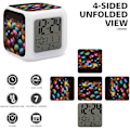 Miniatyrbillede 3 af 8: Led-vækkeur, farverigt påskeægsprint digitalt vækkeur, stemningslys vækkeur, soveværelsesindretning, ur, alsidigt vækkeur, hvid