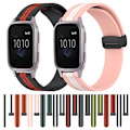 Miniatyrbillede 3 af 5: For Garmin Venu Sq 20mm Foldbar Magnetisk Lås Silikone Urrem SRU Pink-White