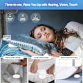 Miniatyrbild 3 av 8: Hög digital väckarklocka för tunga sovare vuxna med sängvibrator, 2 USB-laddare, justerbar LED-lampa, snooze, larm, klocka för sovrum, vit