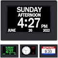 Miniatyrbild 1 av 6: Klocka med dag och datum för äldre - 3 färger display digital kalender väckarklocka demens Alzheimers klocka med extra stor display (7in svart)