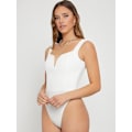 Miniatyrbilde 4 av 5: Kvinners Casual Ermeløs Notch V-hals Stropper Skinny Cami Bodysuit Topper