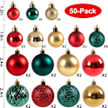 Miniatyrbild 2 av 5: Julgransprydnader, 50 st julgranskulor set röd grön guld