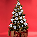 Miniatyrbild 5 av 5: 24 stj Poinsettia-blommor Glitter Konstgjorda julblommor