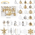 Miniatyrbild 2 av 5: 130-pack julgranskulor, krossäkra julgranskulor i guld