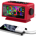 Miniatyrbild 1 av 9: Digital väckarklocka med 11 dynamisk RGB-display, FM-radioväckarklocka med 2 USB-portar, sömnljudmaskiner med timer, 000 % dimmer, dubbla röda
