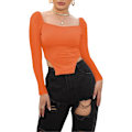Miniatyrbillede 5 af 5: Kvindernes langærmede ribbede strikkede Crop Top Scoop Neck