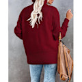 Miniatyrbillede 2 af 3: Dame Turtleneck Sweater Super Lang Batwing Langærmet Side Split Knap