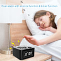 Miniatyrbild 5 av 8: Bluetooth-högtalare med digital väckarklocka, trådlös laddare, FM-klockradio, atomur väckarklocka för sovrum, tunga sovande vuxna, svart