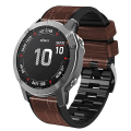 Miniatyrbillede 1 af 5: Til Garmin Fenix 7x / 6x / 5x Krokodille Tekstur Silikone Læder Rem UYG Coffee