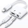 Miniatyrbild 1 av 5: 2 i 1 hörlursadapter för iPhone Dongle Aux-kabel 3,5 mm