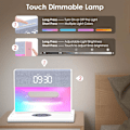 Miniatyrbild 4 av 7: För sovrum, väckarklocka Bluetooth-högtalare, väckarklocka med trådlös laddning, 4 i 1 touch-sänglampa, Bluetooth-väckarklocka för tung vit