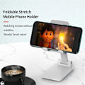 Miniatyrbillede 3 af 5: Justerbar Mobiltelefon Tablet Stand Skrivebordsholder Mount Mobiltelefon (Hvid) Hvid
