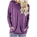 Miniatyrbild 1 av 5: Dam tröjor höst pullover tröjor casual lös passform tunika topp bekväm söt sweatshirts långärmad crewneck t-shirts m8 purple Small